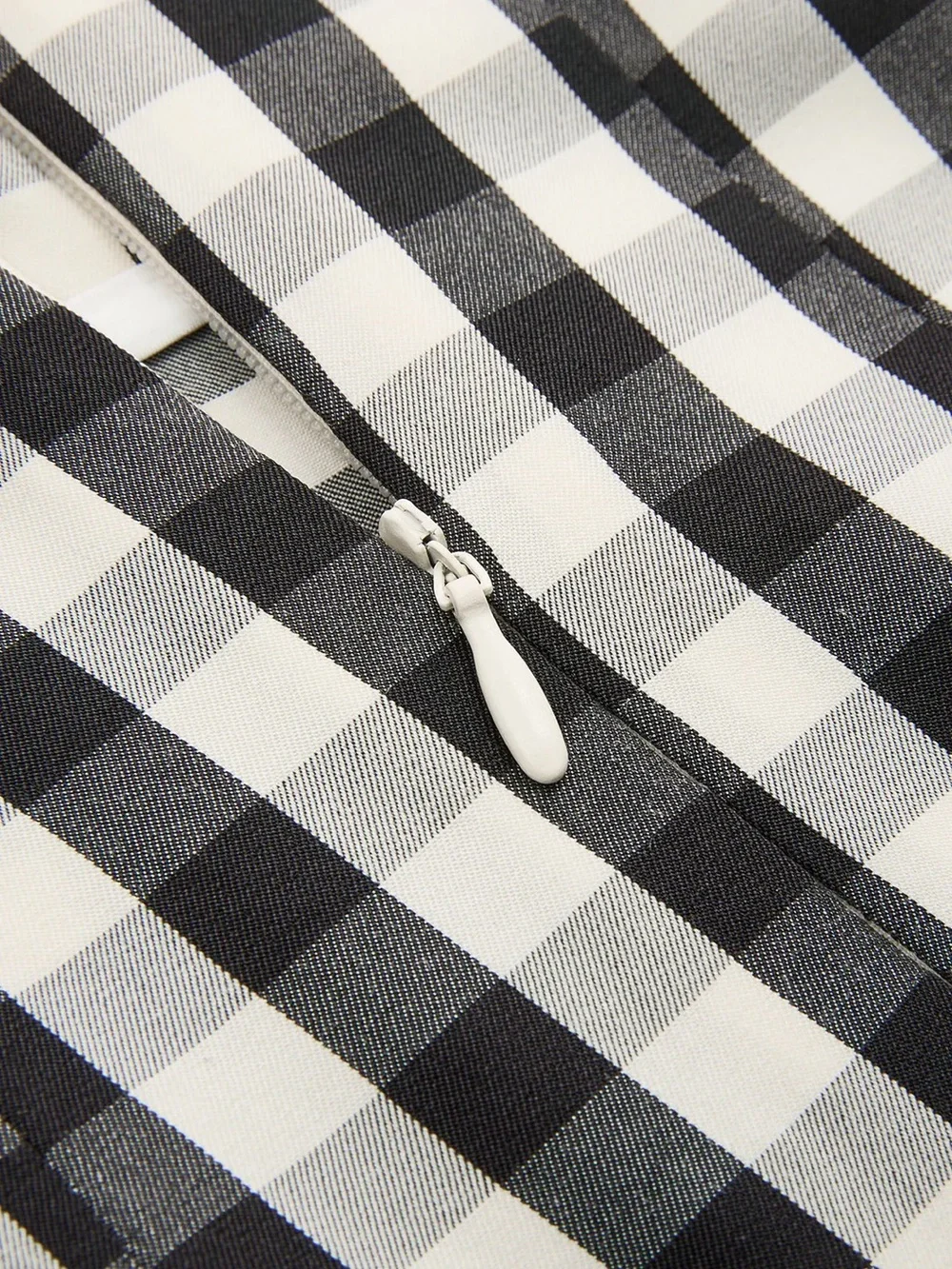 Gingham High-Waisted Pleated Midi Skirt